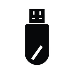 Minimal USB flash drive silhouette vector artwork with white background for computer accessories and tech design