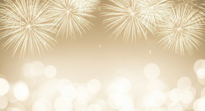 Celebrate with dazzling golden fireworks illuminating a dreamy bokeh background perfect for festive occasions and jubilant moments