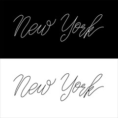 thin line lettering New York hand draw typography, design vector, USA state shirt design. Hand written city name, calligraphy, t-shirt design. 