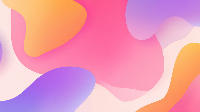 Soft abstract background with fluid shapes in pink, purple, and orange gradients, smooth organic layers, warm elegant style, modern creative design for branding, packaging, web, social media graphics