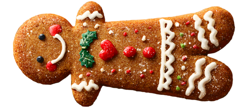 Gingerbread man cookie. PNG watercolor illustration. Ai generated image.