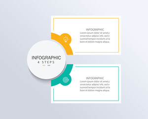 Vector infographic label design with circle infographic template design and 2 options or steps.