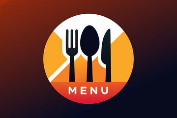 Restaurant menu design with cutlery and food illustration