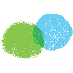 Abstract Artistic Overlapping Circles Of Light Blue And Green Textured Brush Strokes On A White Transparent Background