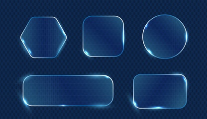 Transparent glassmorphism shapes collection with neon light