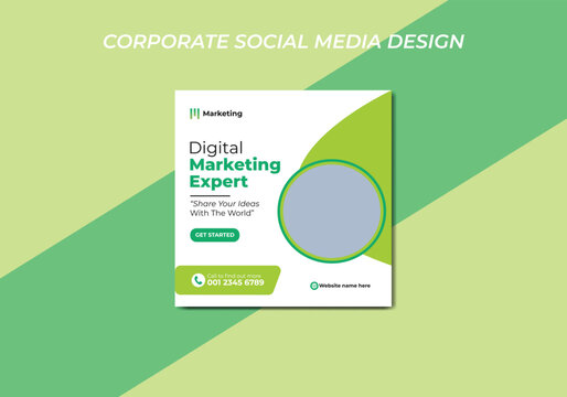 Digital marketing corporate social media agency banner or instagram post template. Instagram post social media banner template digital marketing agency.
