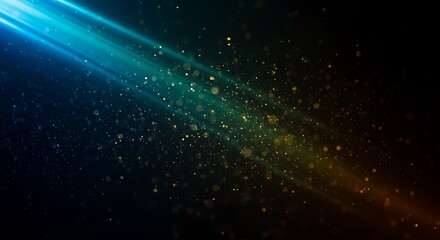 Abstract background with blue and yellow light streaks and particles, representing energy flow and cosmic dust in deep space
