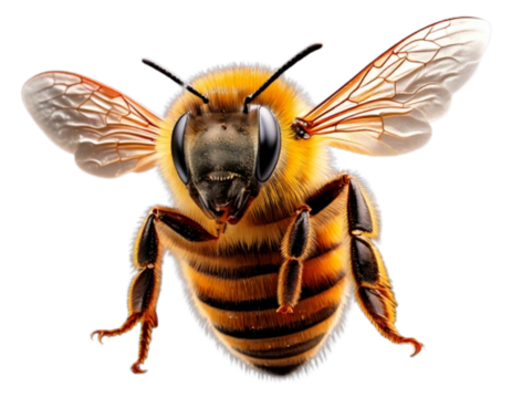 Smiling Honey Bee with Fluttering Wings – Whimsical PNG