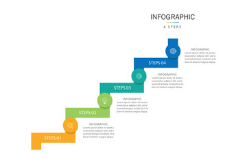 Infographic ladder 4 steps to success growth archetype. Business process. Vector illustration.