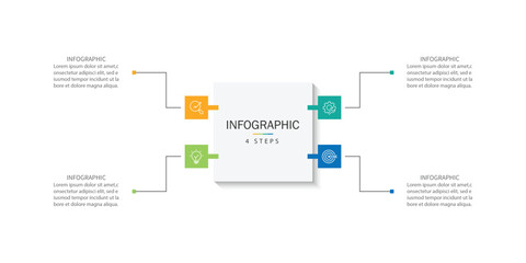 Business infographic template. 4 Step timeline journey. Process diagram, Infographic elements vector illustration.