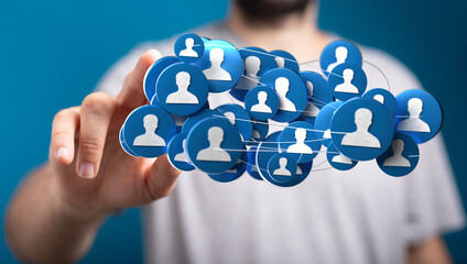 Abstract illustration of a network of people, representing connection, community and teamwork. Ideal for business, social media and digital mark