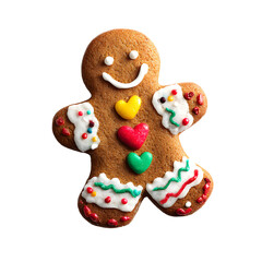 Vibrant Festive Gingerbread Man Cookie with Colorful Decorations