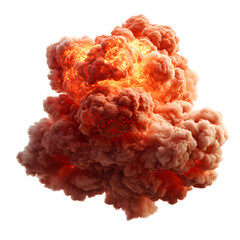 Fiery Explosion Cloud Burst Isolated on White Background