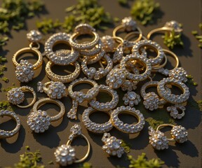 alhajas, anillas, dorada, perla, collar, plata, moda, alhaja, boda, regalo, metal, de lujo, brazalete, aislada, decoraciones, diamante, accesorio, beldad, preciosa, brillante, amor, distinguida