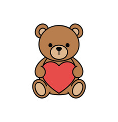 Cute Teddy Bear Holding a Red Heart