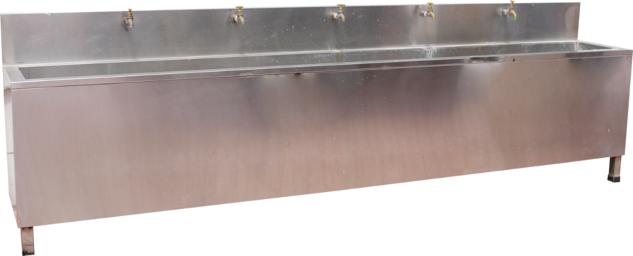 industrial steel sink on transparent base