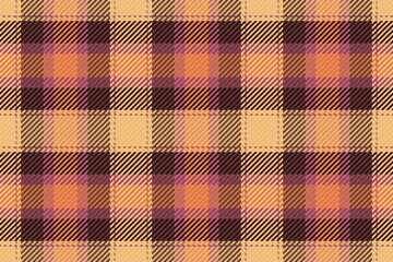 Invitation texture background vector, mix plaid textile check. Ethnic seamless fabric pattern tartan in orange and red colors.