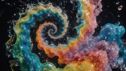 Colorful Spiral of Liquid - A Mesmerizing Abstract Art.