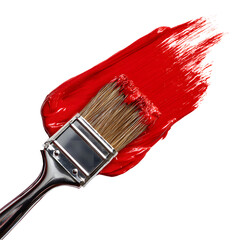 Professional Paintbrush Stroke with Red Paint for Artistic Concept