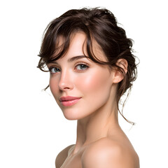 Stunning Brunette Woman Portrait on White Background