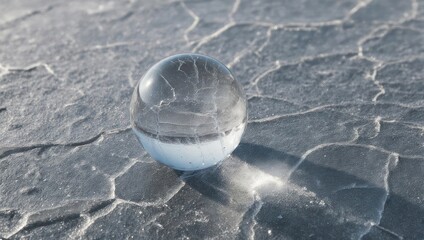Crystal Ball Reflecting the Cracked Earth Surface.
