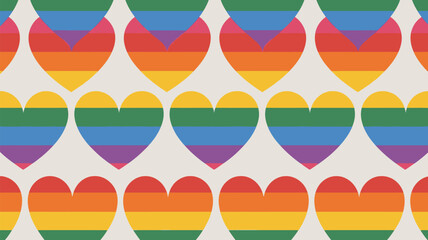 Obraz premium Vibrant rainbow hearts create a joyful, inclusive pattern perfect for pride celebrations and messages of love and acceptance
