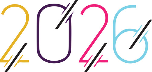 Beautiful happy new year 2026 colorful text design