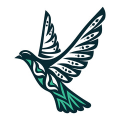 Tribal Bird Icon, Ethnic Style Illustration Vector Icon Set of Various Transportation Vehicles