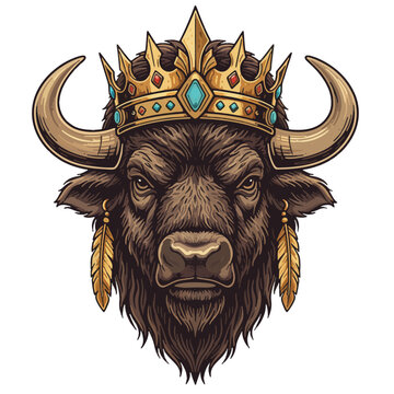 aesthetic logo of the byson king with a crown symbolizing strength and grandeur