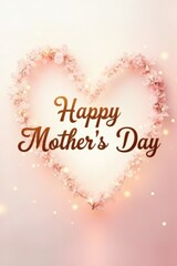 Happy mothers day heart shape floral design with soft bokeh background