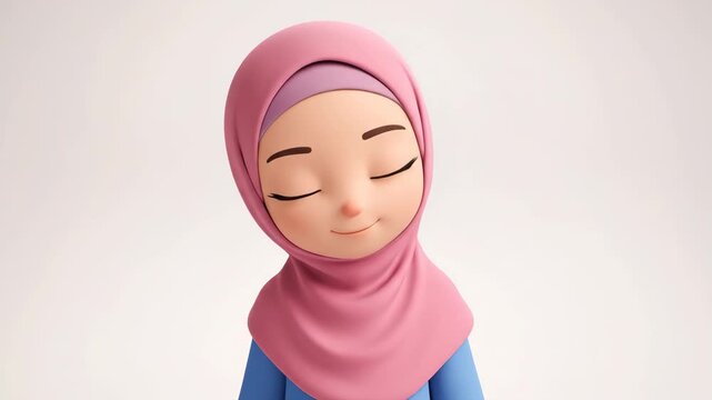 Cartoon figure wearing hijab on white background promoting diversity