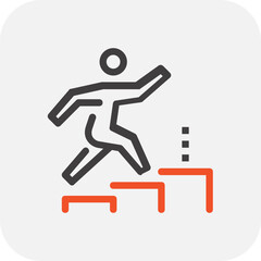Modern career ladder flat line vector illustration icon design concept. Icon for mobile and web graphics. Flat symbol, logo creative concept. Simple and clean flat pictogram