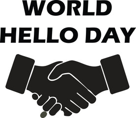 World Hello Day illustration featuring handshake symbol for global communication and greeting