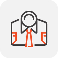 Modern white collar flat line vector illustration icon design concept. Icon for mobile and web graphics. Flat symbol, logo creative concept. Simple and clean flat pictogram