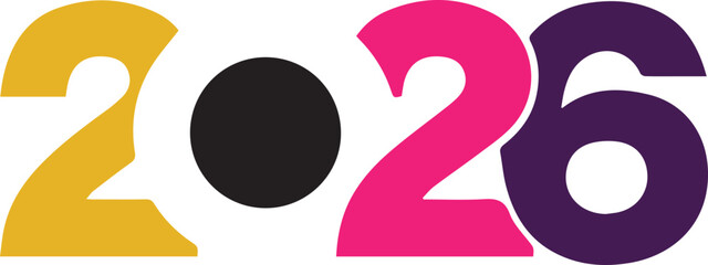 Beautiful happy new year 2026 colorful text design