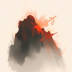 Modern flat design vector, minimalist theme, two-dimensional shapes, electric vivid colors, trending mountain tame templates,Generative AI