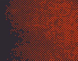 Vector illustration features a modern abstract pattern with red dots and organic shapes on a dark brown background. The design uses geometric and curvy forms, creating a Y2K grunge look.