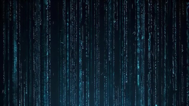 Abstract Digital Code Rain Falling Through Futuristic Cyberspace Network.