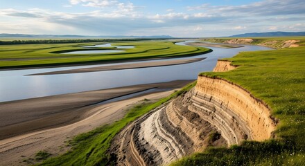 Serene River Valley A Landscape of Earth and Sky