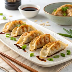 Gyoza Japanese Pan-Fried Dumplings with Crispy Bottoms and Savory Filling Asian Cuisine