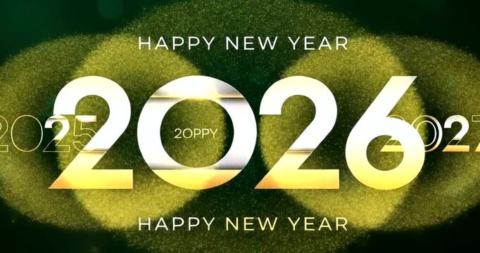 A festive happy new year 2026 celebration with golden bokeh lights - Powered by Adobe