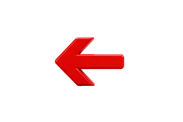 Fototapeta premium Red left arrow symbol, isolated on transparent background, used for direction, navigation, or interface design, with bold and modern style conveying clarity and emphasis