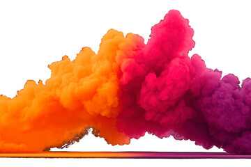 Vibrant orange and magenta smoke cloud blending together, creating dramatic abstract effect with soft texture, isolated on transparent background, evoking energy and creativity