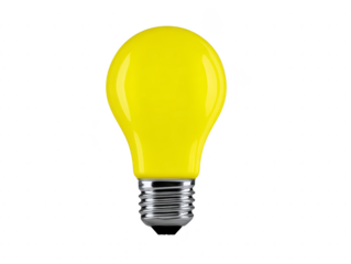 Yellow light bulb isolated on transparency background glossy surface metallic base modern design energy concept creative idea innovation bright cheerful mood