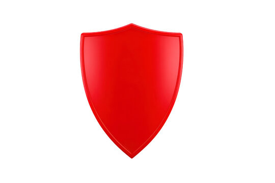 Red shield glossy surface simple design isolated on transparent background symbolizing protection and security modern style no emblem clean and minimalistic