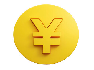 Obraz premium Yellow coin with yen symbol 3D currency icon financial concept Japanese money round shape isolated modern design economic theme digital finance cheerful style