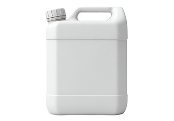 Clean White Plastic Jerrican with Handle and Screw Cap, Ideal for Industrial Chemicals, Fuel, or Household Liquids, Empty Generic Container isolated on transparent background