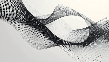 Abstract mesh flows gracefully against a clean backdrop, creating a sense of movement and ethereal beauty with its intricate patterns and subtle shading.