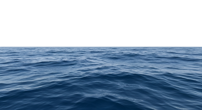 Vast Deep Blue Ocean Water Surface with Rippling Waves and Natural Texture, isolated on transparent background