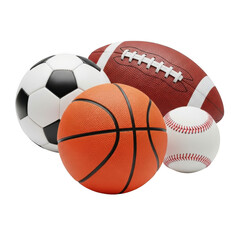Collection of sports balls isolated on transparent background